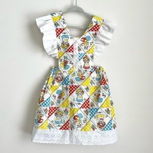 Vintage Handmade Patchwork Pinafore Girl Dress 4 year